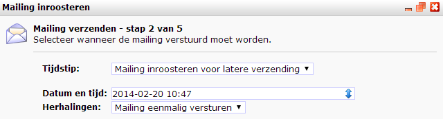 Rooster e-mailing in voor latere verzending